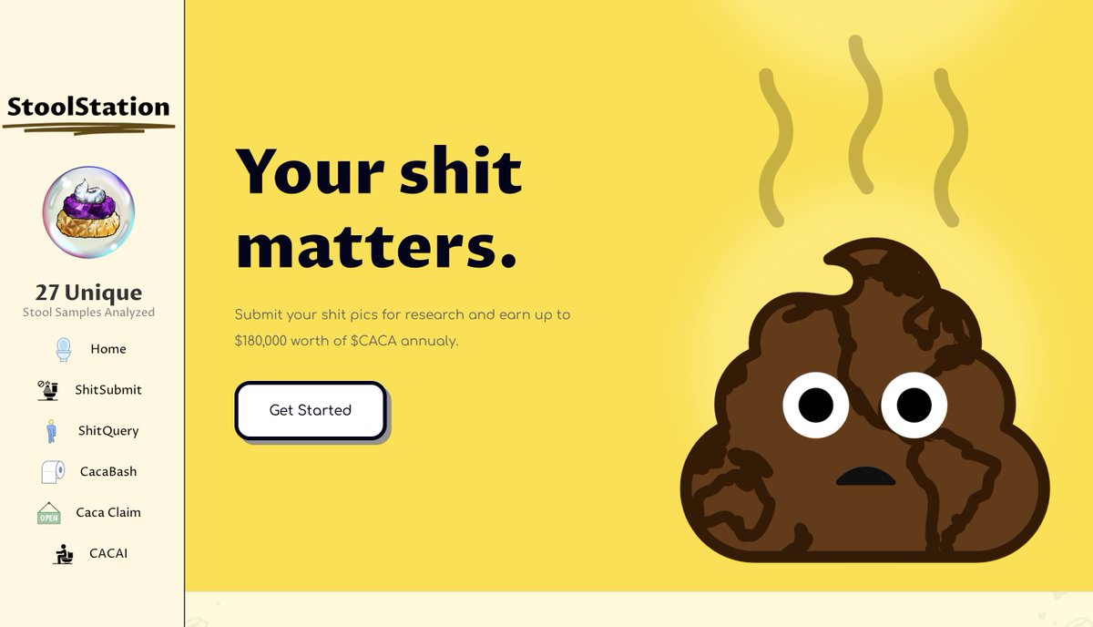 $CACA's StoolStation goes live tomorrow ⏱️. You'll be able to anonymously submit your stool for inspection and research. 

#shittoearn #pooptoearn