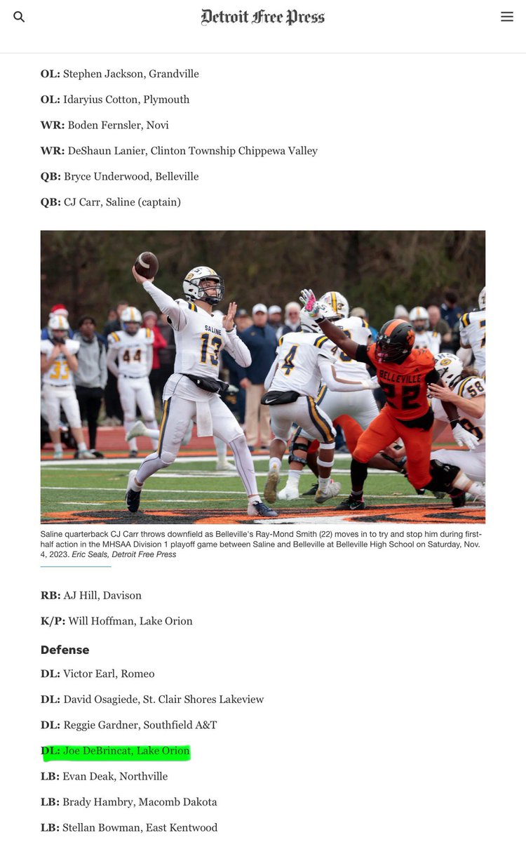 joey_debrincat's tweet photo. Honored to announce that I’ve been named ⭐️First Team ALL-STATE ⭐️ @freep Thank you to my Family, Teammates, Coaches and the entire LO community for making this possible!!! 
💚🤍 @lohsathletics @RisingStars6 @MickMcCabe1 @TheD_Zone @247Sports @AllenTrieu 
https://t.co/KGNQICwDWR https://t.co/N49XnJwtg4