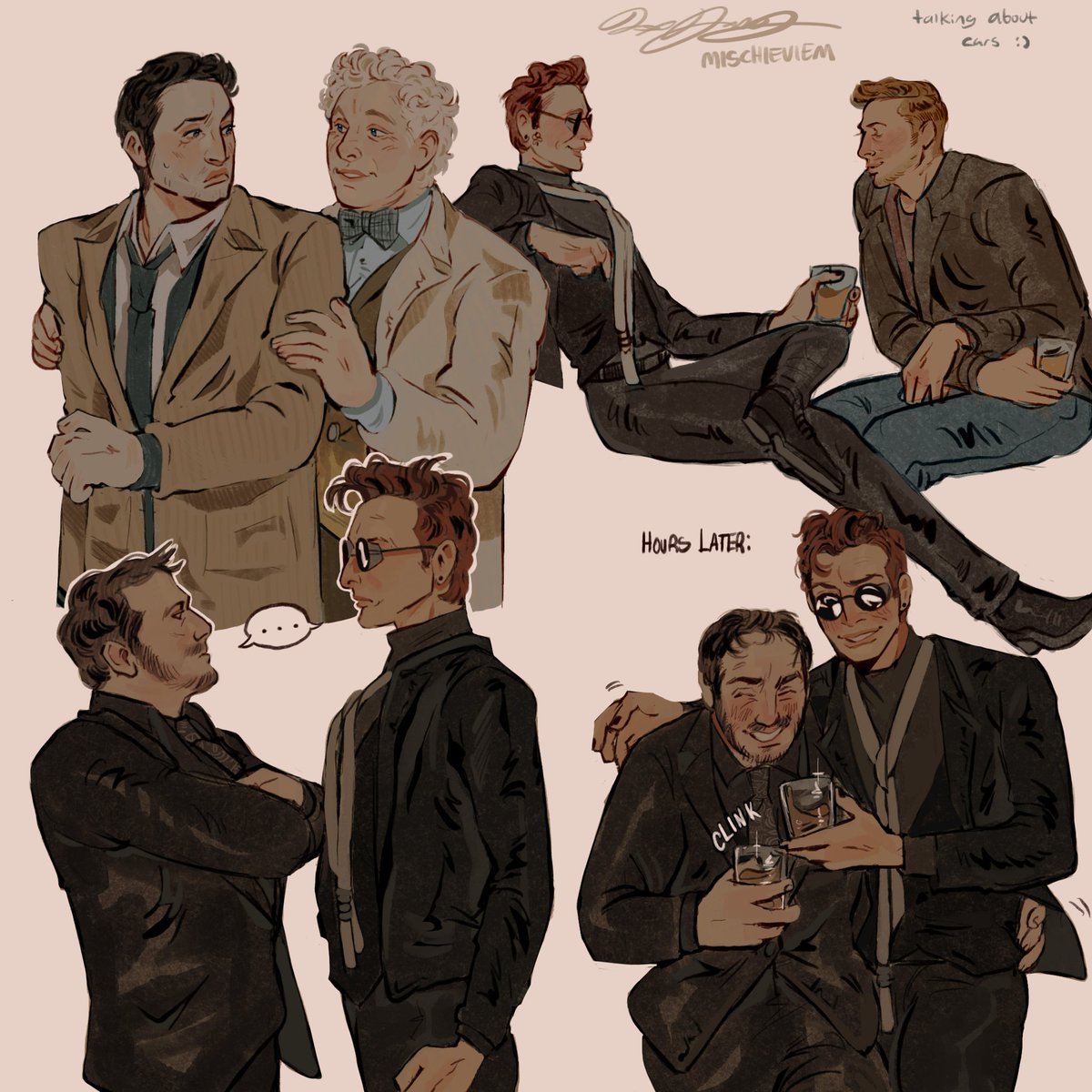 Mischieviem_old's tweet photo. Good omens x supernatural because I'm delusional 

#Supernatural #destiel #deanwinchester #samwinchester #castiel #Crowley #aziraphale #ineffablehusbands #crowleysupernatural https://t.co/gJGclWcXTQ