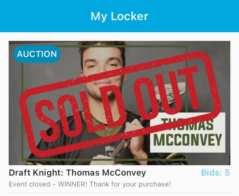 thomasjwwalters's tweet photo. Draft Knight auction,
Glad to have won @tmcconvey88,
Then he scores his first @NLL hat trick!
π₯ππ₯
#ProLaxFan
#WINNING https://t.co/k9X4Zs7OAW