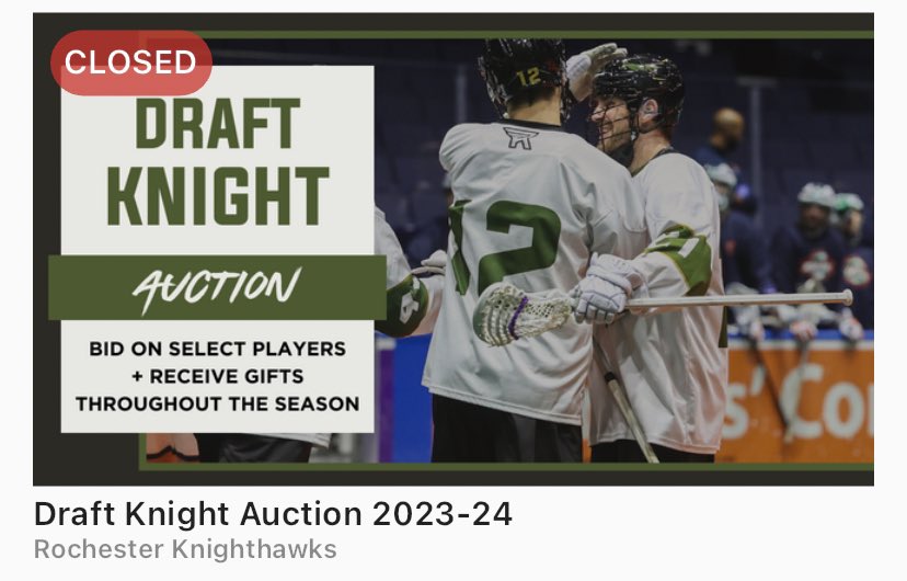 thomasjwwalters's tweet photo. Draft Knight auction,
Glad to have won @tmcconvey88,
Then he scores his first @NLL hat trick!
π₯ππ₯
#ProLaxFan
#WINNING https://t.co/k9X4Zs7OAW