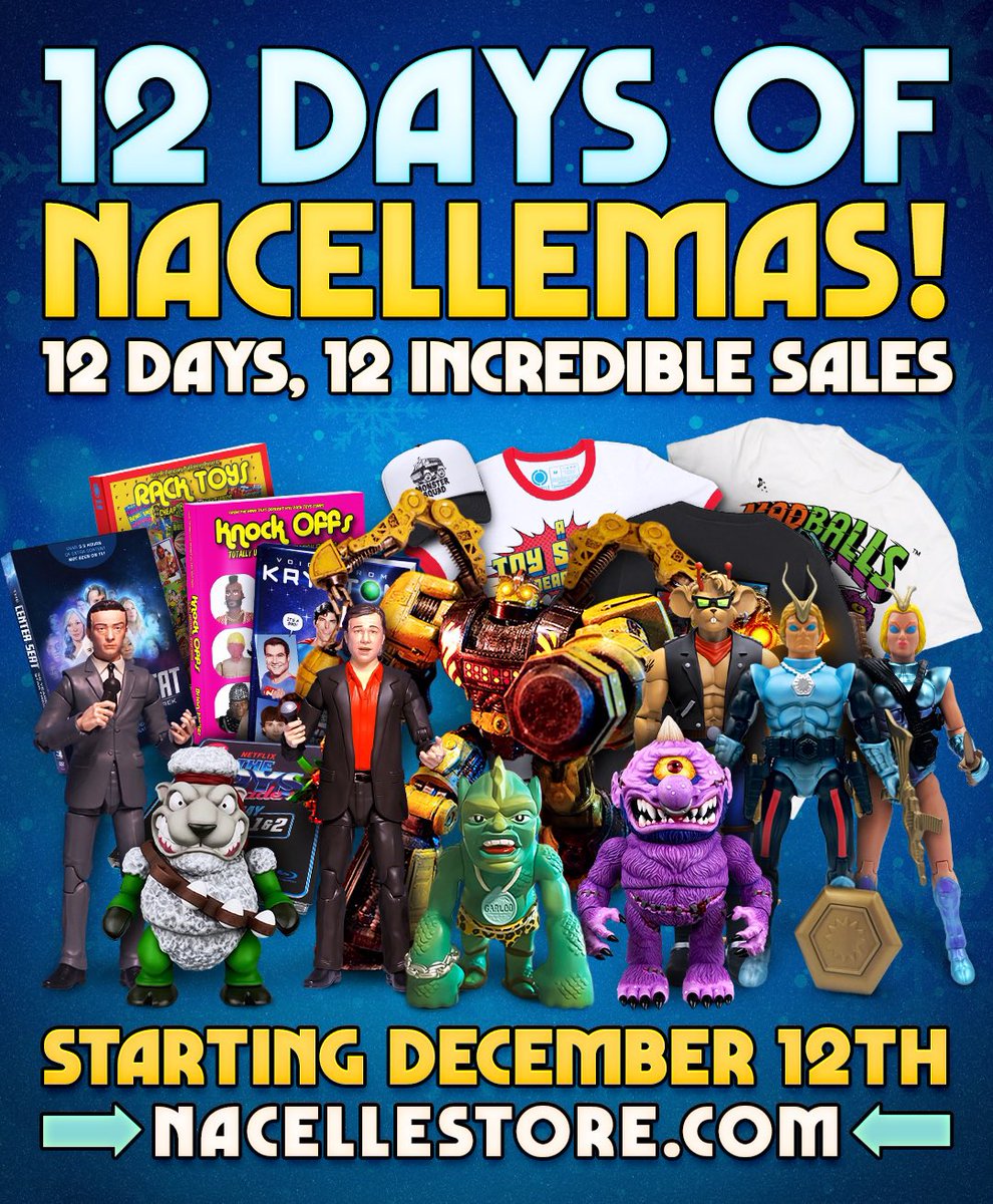 toysthatmadeus's tweet photo. Our biggest sales event ever starts Dec 12th! Weโll choose an item each day and discount it for only 24 hours! Stay tuned and #HappyHolidays!
#nacelle #nacellecompany #toycollector #bikermicefrommars #roboforce #sectaurs #madballs #barnyardcommandos #actionfigures https://t.co/5BsTInJ4KF