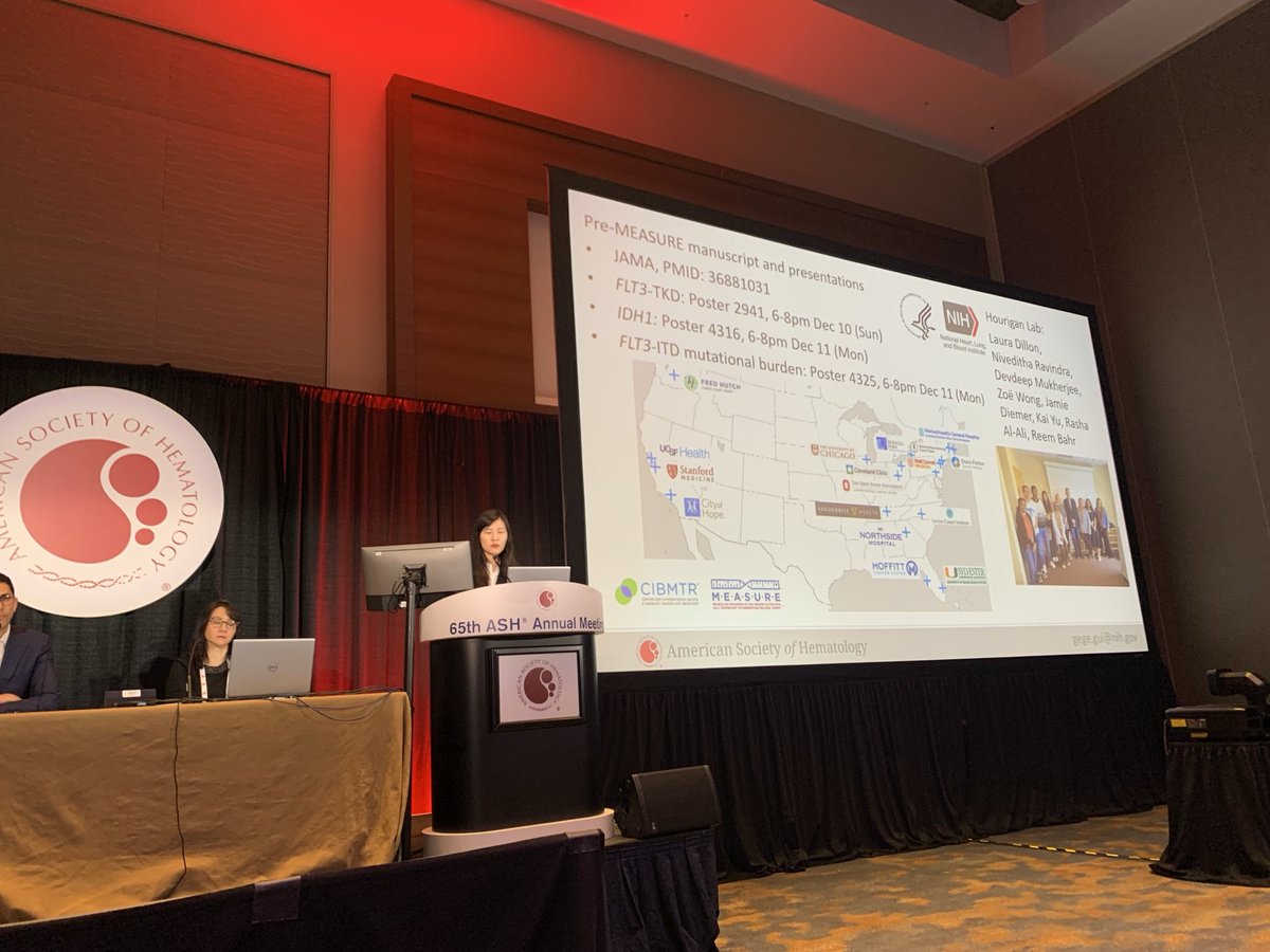 She crushed it!  First major international talk for ⁦<a href="/GegeGui0/">Gege Gui</a>⁩ - biostatistics PhD student and key member of staff in Hourigan lab.  The first, but not the last, time for her talking at ASH. ⁦@TheBethesdaLabs⁩ ⁦<a href="/CIBMTR/">CIBMTR</a>⁩ ⁦<a href="/ASH_hematology/">ASH</a>⁩
