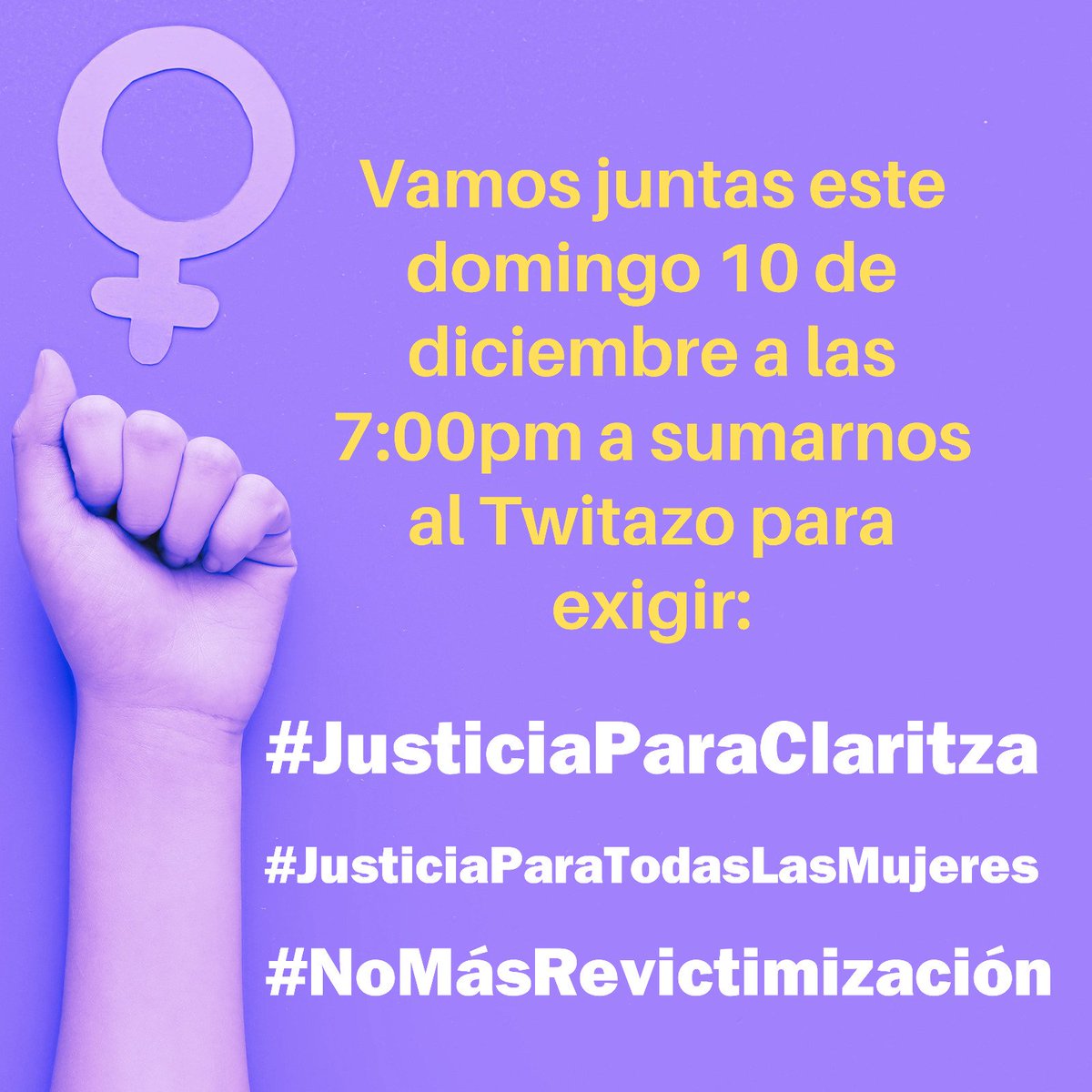 Las víctimas tenemos Derecho a la Justicia 

💜 Vamos todas y todos este domingo 10 de diciembre 👇
7pm