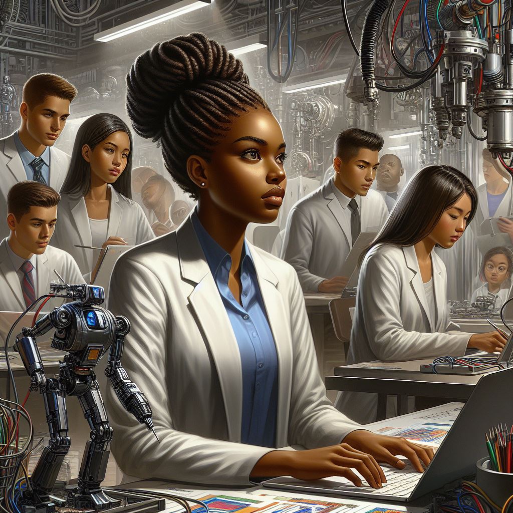 DrCABerry's tweet image. Lab images for the walls. This is going to be the most diverse and brown robotics lab y'all have ever seen!!!!! #RoboticsFortheStreets #AIArt #BlackSTEMAIArt