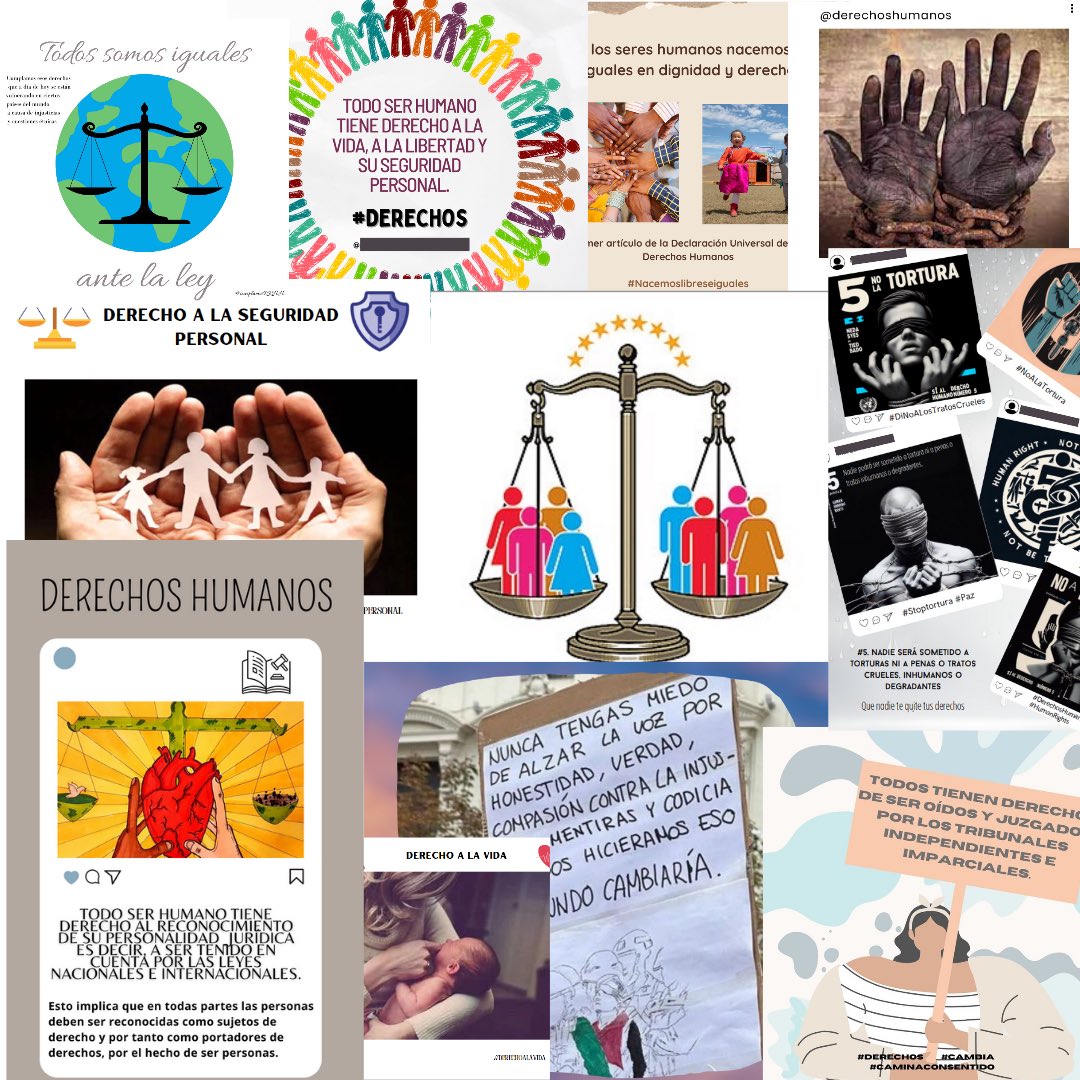 Collages de los diseños que han hecho los alumnos de 4.⁰ de ESO por el Día de los Derechos Humanos #SomosMater #DerechosHumanos