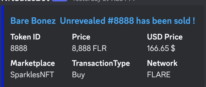 xrp146's tweet photo. 1 day later, new highest sale. @block_bonez #8888 sold for 8888 $FLR last night! Get your base layer #BlockBones NFT now at @SparklesNFT Still many others listed for around 1600 $FLR!
https://t.co/GvTfUh3GYu https://t.co/W9tsONYX38