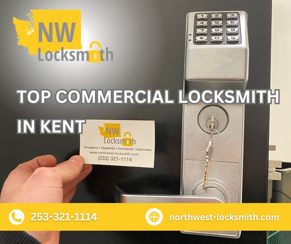 NWLocksmithWA's tweet image. Secure your business with Northwest Locksmith's top-tier commercial locksmith services in Kent! 🏢🔒 From keyless entry to high-security locks, we've got the solutions. Dial 253-321-1114 today! #CommercialLocksmith #KentSecurity 🔐💼