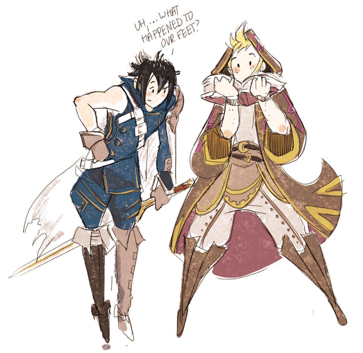 I’m going through old stuff (it’s bittersweet cause why can’t I draw like that anymore🥺) so here’s an old FE awakening/FFXV crossover. I think I started to draw Chrom and Robin in Noctis’ and Prompto’s outfits but I can’t find it🙁