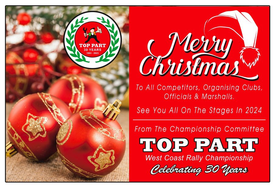 Top Part West Coast Rally Championship (@wcrchampionship) on Twitter photo Merry Christmas to all from the Top Part Championship Team.
<a href="/WesleyRoberts13/">Wesley Roberts</a>
<a href="/birrstagesrally/">Birr Motor Club</a>
<a href="/almcmotorclub/">ALMC Mᴏᴛᴏʀ Cʟᴜʙ</a>
<a href="/Claremotorclub/">Clare Motor Club</a>
<a href="/KerryMotorClub/">Kerry Motor Club</a>
<a href="/SeanMoriarty1/">Kerry Motorsport News</a>
<a href="/limerickmc/">Limerick Motor Club</a>
<a href="/Aidanwalshmark1/">Aidan Walsh</a>
<a href="/SenanRaggett/">Senan Raggett</a>
<a href="/JjtynanJohn/">John Tynan</a> Merry Christmas to all from the Top Part Championship Team.
<a href="/WesleyRoberts13/">Wesley Roberts</a>
<a href="/birrstagesrally/">Birr Motor Club</a>
<a href="/almcmotorclub/">ALMC Mᴏᴛᴏʀ Cʟᴜʙ</a>
<a href="/Claremotorclub/">Clare Motor Club</a>
<a href="/KerryMotorClub/">Kerry Motor Club</a>
<a href="/SeanMoriarty1/">Kerry Motorsport News</a>
<a href="/limerickmc/">Limerick Motor Club</a>
<a href="/Aidanwalshmark1/">Aidan Walsh</a>
<a href="/SenanRaggett/">Senan Raggett</a>
<a href="/JjtynanJohn/">John Tynan</a>
