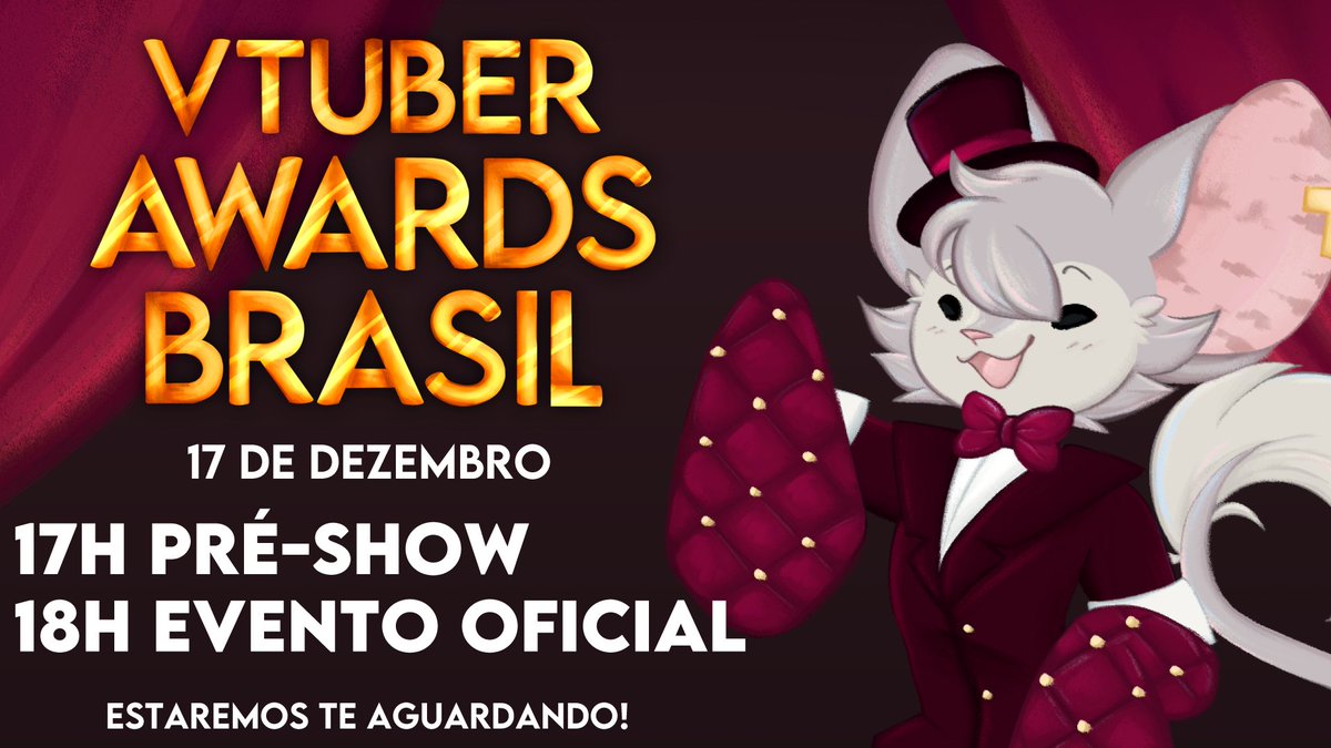 AwardsVtuber's tweet photo. 💛CONVITE OFICIAL💛
Você está oficialmente convidado para o VAB!

O VTuber Awards Brasil 2023 acontecerá dia 17 de dezembro em https://t.co/n7gK6KvgLy às 18h.

Estaremos te aguardando! 🐭❤️ https://t.co/kYH2kWY2ZX