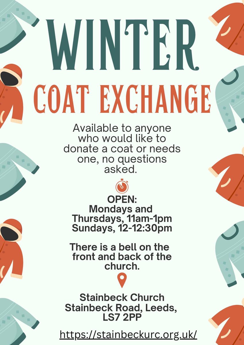 Are you fortunate enough to have a spare coat?  Or perhaps you or someone you know needs a coat to stay cosy this winter? #coatexchange #welcomespace #Leeds