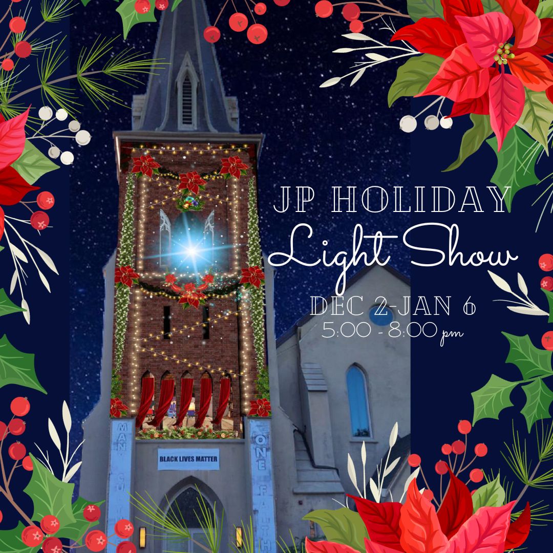 JP_CentreSouth's tweet photo. The #JPHolidayLightShow is now playing every night 5-9pm, every half hour. New this year - MUSIC! Scan the QR code at the show and listen along on your mobile device. Come see the only holiday #projectionshow in #boston! #jamaicaplain #holidaylightshow #holidaylights https://t.co/s5lp7kjhHy
