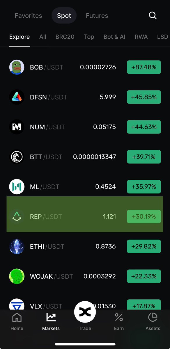 Cryp_Walk13's tweet photo. $REP up over 50% so far🔥🔥🔥 just warming up $bob $ml $num $btt https://t.co/Q052H2uAn5