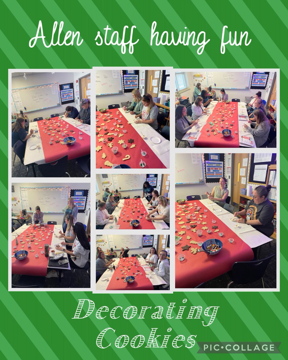 Our <a href="/allenelem/">Allen Elementary</a> staff had fun decorating holiday cookies on Friday! @MrMcDaniel13 @ms_broker #FriscoIC #FISDelevate #OurAllenLegacy