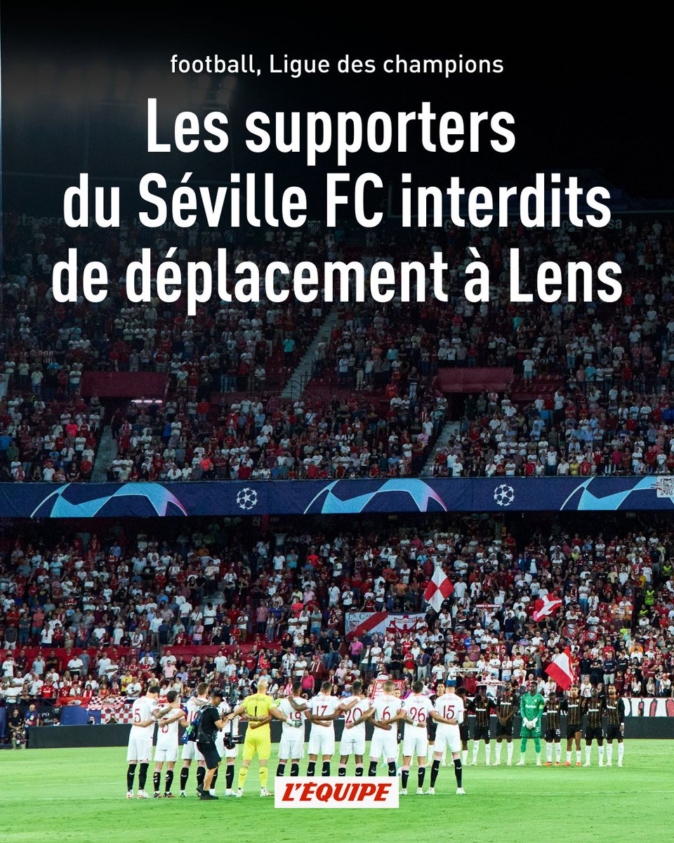 Le ministre de l'Intérieur, Gérald Darmanin, a annoncé ce dimanche son intention d'interdire de déplacement les supporters du Séville FC, mardi à Lens (18 h 45), en Ligue des champions. ow.ly/xhZ550QhaI1