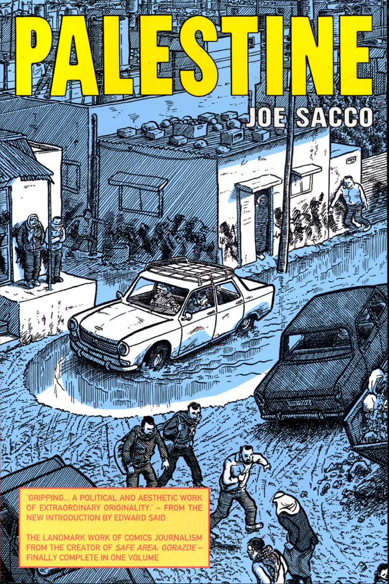 A work I won’t soon forget from my undergraduate days, Joe Sacco’s “Palestine,” is now back in print. The graphic novel features an introduction by Edward Said. theguardian.com/books/2023/dec…