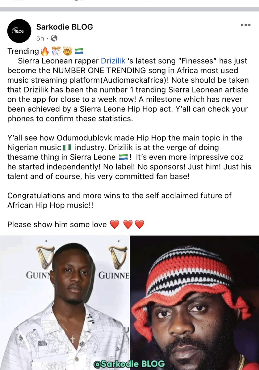 DrizilikDaily's tweet photo. #finese @audiomackafrica
Keep streaming… cc’ #sarkodieblog https://t.co/q0SXphrbUx