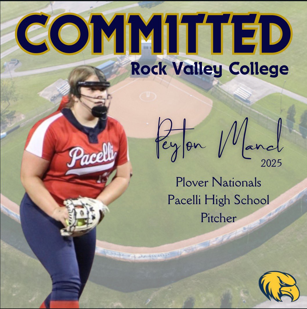 Peyton Mancl 2025 (@peyton_mancl) on Twitter photo So excited to announce that I have verbally committed to Rock Valley College to play softball and to further my academic career! I want to thank everyone that has helped me get this far! GO GOLDEN EAGLES!🦅 #committed
<a href="/RVC_Softball/">Rock Valley College Softball</a> <a href="/CoachMonroe9/">Darin Monroe</a> <a href="/southallmiranda/">Miranda Southall (Pants 👖)</a> <a href="/CoachDJ99/">𝘿𝙅 𝙅𝙤𝙝𝙣𝙨𝙤𝙣</a> So excited to announce that I have verbally committed to Rock Valley College to play softball and to further my academic career! I want to thank everyone that has helped me get this far! GO GOLDEN EAGLES!🦅 #committed
<a href="/RVC_Softball/">Rock Valley College Softball</a> <a href="/CoachMonroe9/">Darin Monroe</a> <a href="/southallmiranda/">Miranda Southall (Pants 👖)</a> <a href="/CoachDJ99/">𝘿𝙅 𝙅𝙤𝙝𝙣𝙨𝙤𝙣</a>