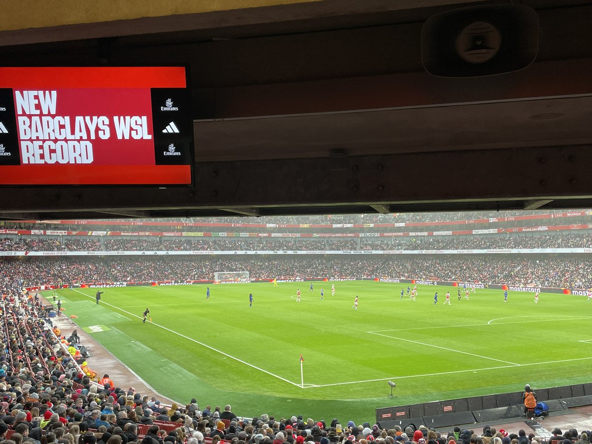 NYAEnglandFan's tweet photo. Great to be a part of the record-breaking #WSL crowd at the #Emirates Stadium for #Arsenal v #Chelsea and to see #England stars #Mead #Russo #Carter #Wubben-Moy #Charles #Kirby #James, plus the likes of #Kerr #Foord #Catley #McCabe #Cuthbert #Ilestedt etc https://t.co/iZDAj8foga