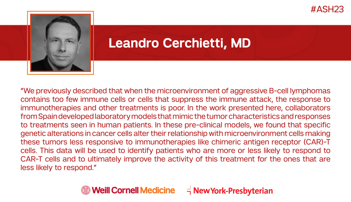 Data from new #research presented at #ASH23 identified genetic alterations in #cancer cells that can cause a reduced response to certain immunotherapies used for B-cell #lymphomas. Dr. Leandro Cerchietti (<a href="/LCerchietti/">Leandro Cerchietti</a>) explains these results: bit.ly/4a3OGv4