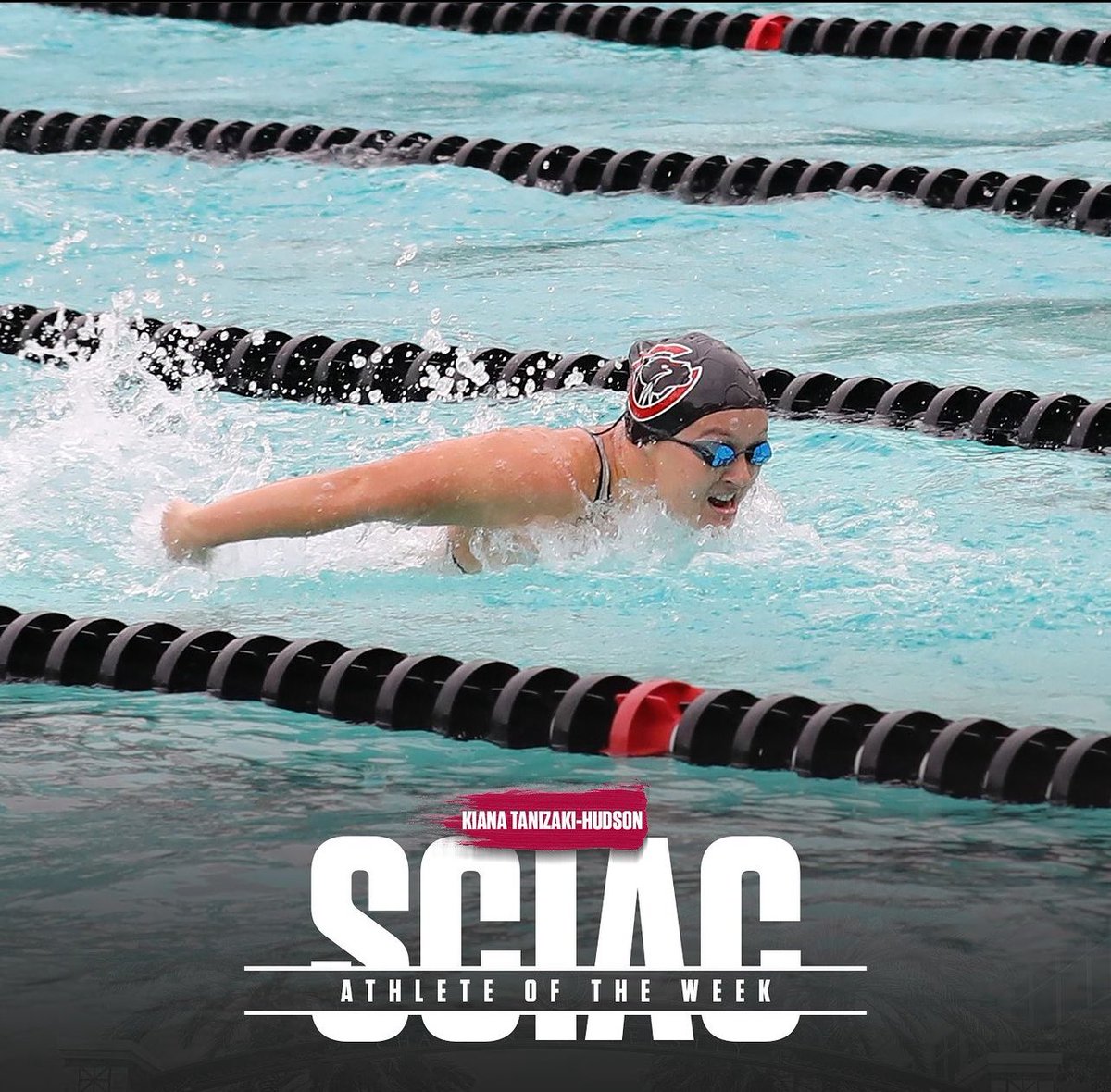 SCIAC athlete Kiana Tanizaki-Hudson has been dominant all season in the pool but is so much more! Tune in to our podcast coming soon where we chat with her on Panther Insider! #dodgemojo