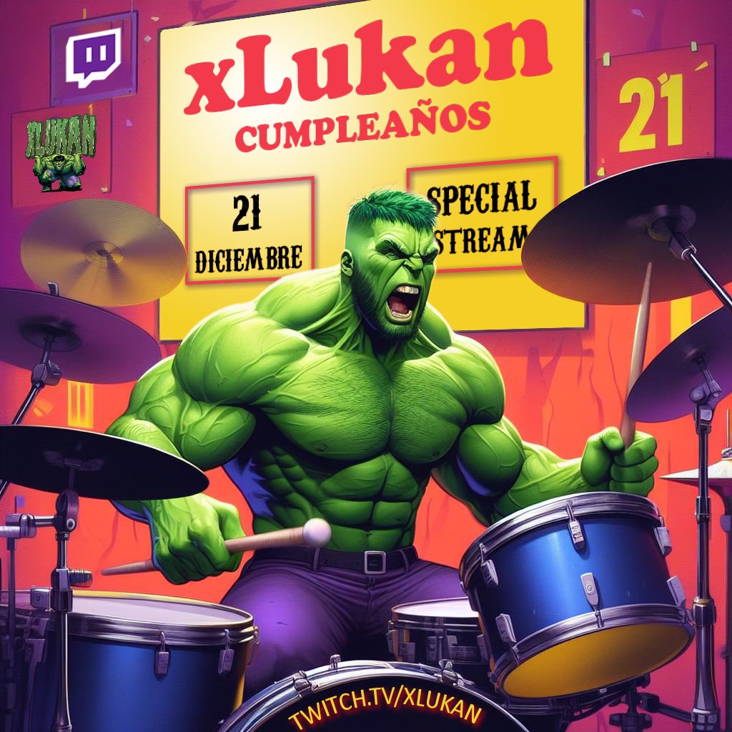 xlukan's tweet image. 🎂STREAM ESPECIAL CUMPLEAÑOS

🥳Celebra conmigo mis 31 años en un Stream especial donde...
💥Volvemos con los SÁBADRUMS 🥁!! (Un jueves en este caso 😅)

Y además...
🎁 10 SORTEOS💥 que se harán en el Stream!!

🗓️FECHA -&amp;gt; 21 DIC a las 16.30h

Like y RT para hacerme feliz
🤘🏻💚🎂