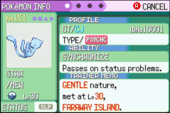 Gargoylema's tweet photo. Shiny mew at 756 in emerald with the odd background! Super excited for this mew, a real dream shiny! https://t.co/c2bxkEv8Db