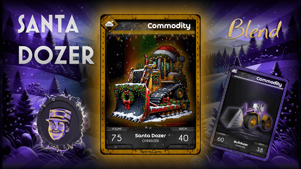 Train of the Century (@centurytrain) on Twitter photo For Christmas 2023, we're doing a Special Santa Dozer blend! To create the Santa Dozer, players must obtain a 'Fwend Blend Supweme Token' and combine it with three standard bulldozers. 
The Blend begins Christmas Eve!
neftyblocks.com/collection/cen…
<a href="/neftyblocks/">NeftyBlocks</a> #waxp #WAXNFT For Christmas 2023, we're doing a Special Santa Dozer blend! To create the Santa Dozer, players must obtain a 'Fwend Blend Supweme Token' and combine it with three standard bulldozers. 
The Blend begins Christmas Eve!
neftyblocks.com/collection/cen…
<a href="/neftyblocks/">NeftyBlocks</a> #waxp #WAXNFT