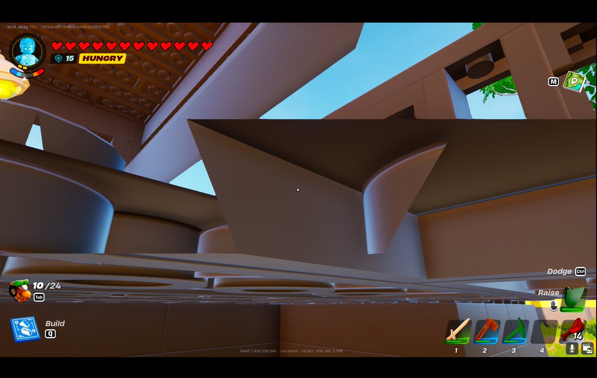 Sora__Swag's tweet photo. @LEGOFortnite So uh.... bugged? Loading into my World UNDER houses and can't get free. Please fix. #legofortnite #fortnite #bugged https://t.co/T6JciTEtva