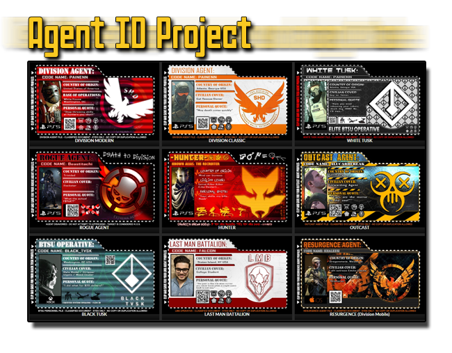 Agent Painenn (@agentpainenn) on Twitter photo Have you heard about the Agent ID Project? I started this project to showcase all the great agents in the <a href="/TheDivisionGame/">Tom Clancy's The Division</a> . The cards are free (one per agent). This project is supported entirely by donations from agents like you. agentpainenn.com/agent-id-proje… to learn more. Have you heard about the Agent ID Project? I started this project to showcase all the great agents in the <a href="/TheDivisionGame/">Tom Clancy's The Division</a> . The cards are free (one per agent). This project is supported entirely by donations from agents like you. agentpainenn.com/agent-id-proje… to learn more.