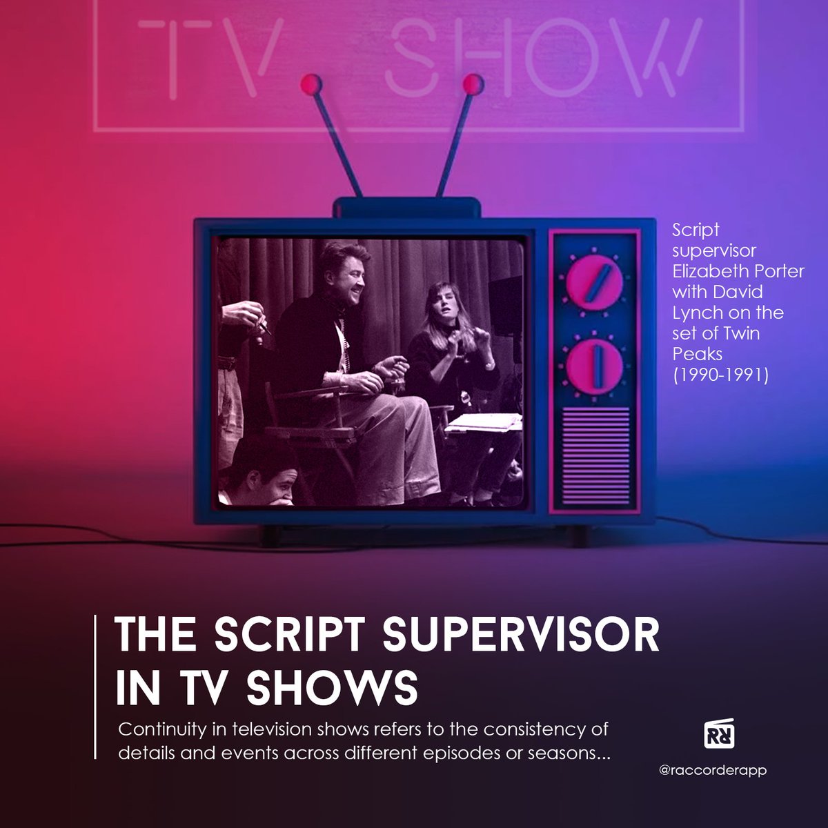 Raccorder's tweet photo. Just like in the movies, Script Supervisors are responsible for maintaining script continuity and keep everyone from TV production to post on the same page. 🎬📺⏱
#tvshow #continuity #scriptsupervisor #tvproduction #tvseries #scriptsupervisors #raccorder #raccorderapp https://t.co/DZiHHI6EwP