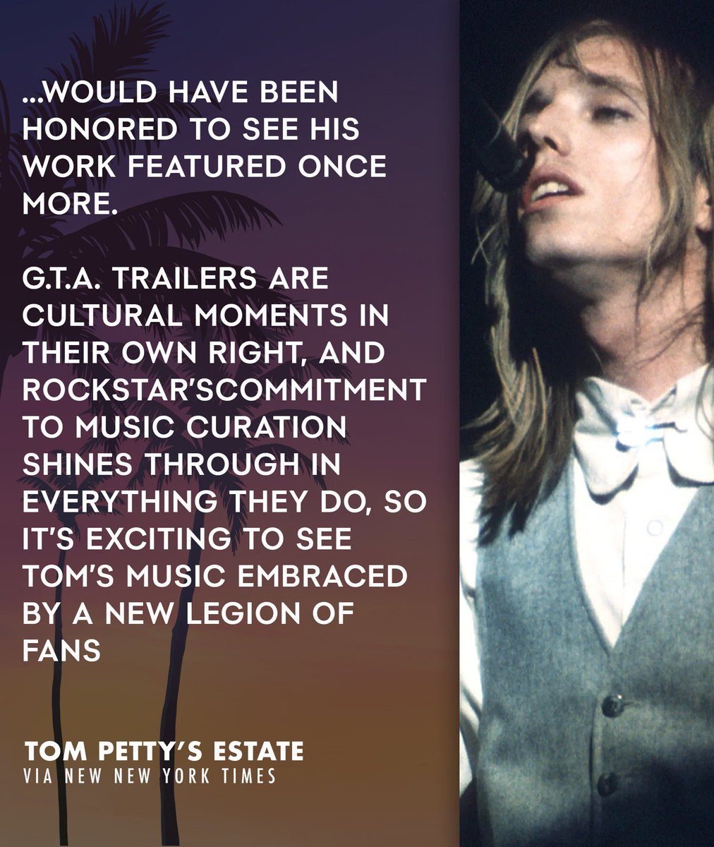 Tom Petty's Estate (family) on GTA VI trailer feature. 

- New York Times
nytimes.com/2023/12/08/art…