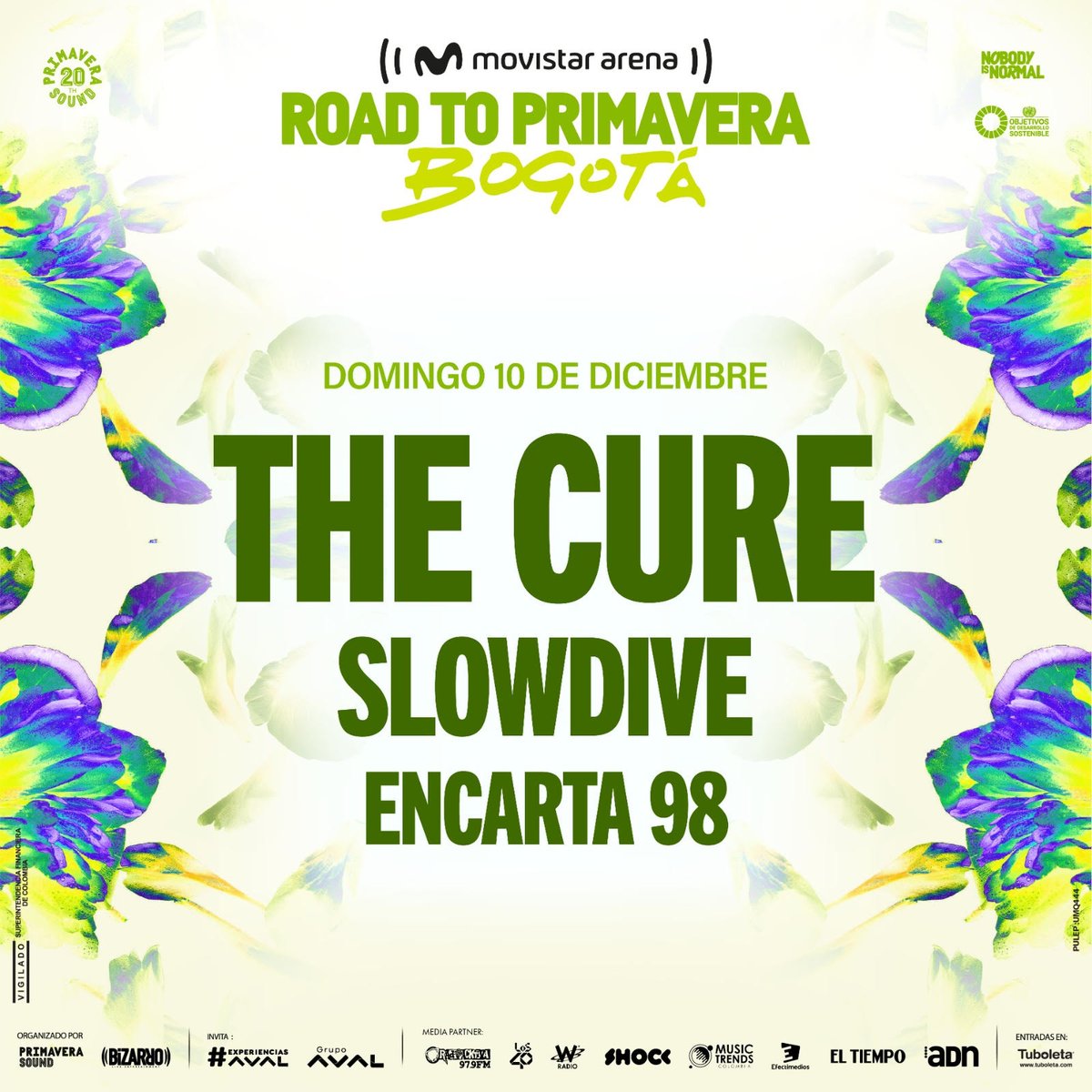 BOGOTA! FINAL NIGHT OF #SHOWSOFALOSTWORLD23 TOUR!!!
5:00PM - DOORS OPEN
6:00PM - @98encarta  
7:00PM - @slowdiveband 
8:15PM - @thecure