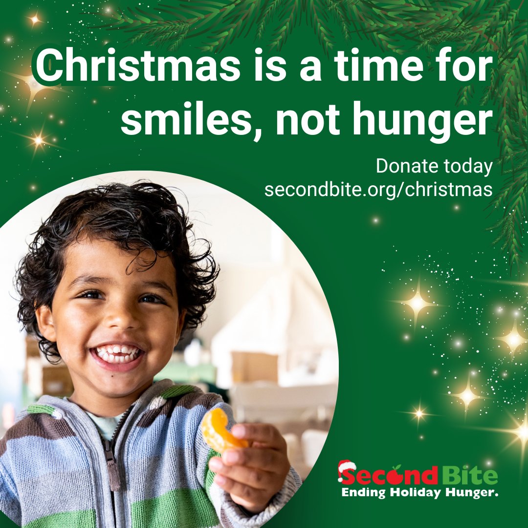 Christmas should be a time for smiles, not hunger. While many count their sleeps until Santa, others count their coins to ensure their kids have something festive to enjoy. Give what you can at secondbite.org/christmas🎄#ChristmasAppeal #AustralianCharity #FoodRelief #GiftIdeas