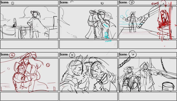 🏴‍☠️ I done did a thing !  💕✨ here's some of the rough thumbnails for it ~ 