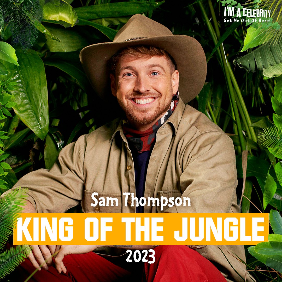 Infectious energy, non-stop entertainment and unlimited hugs! 🤩 TV star Sam bounces home as your 2023 King of the Jungle! 👑 #ImACeleb