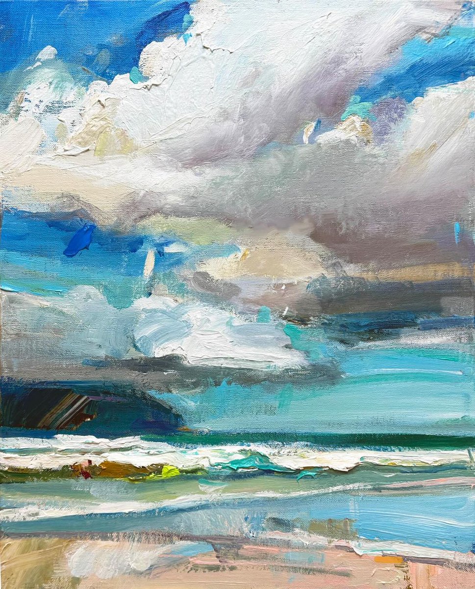 After a sweltering few days, it’s back to the cooling breeze of the coast. It’s been quite a while since I’ve used the beachside palette!

“First Days of Summer”, 35X45cm, acrylic on board.

#beachpainting #coastallandscape #richardclaremont #pastels #blue #cloudpainting