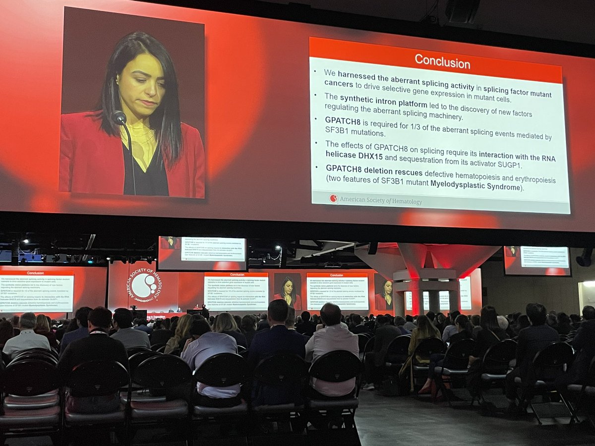 Congratulations @SBenbarche @AbdelWahablab on your #ASH23 plenary session - Synthetic Introns Identify the Novel RNA Splicing Factor GPATCH8 As Required for Mis-Splicing Induced By SF3B1 Mutations!! @MSKCancerCenter @MSK_DeptOfMed