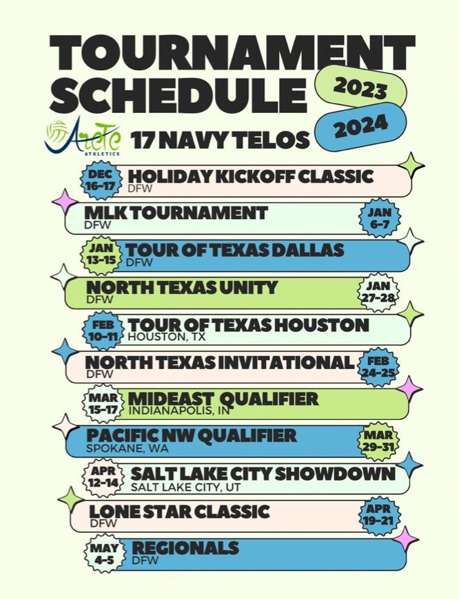 Tournament Schedule in full effect!