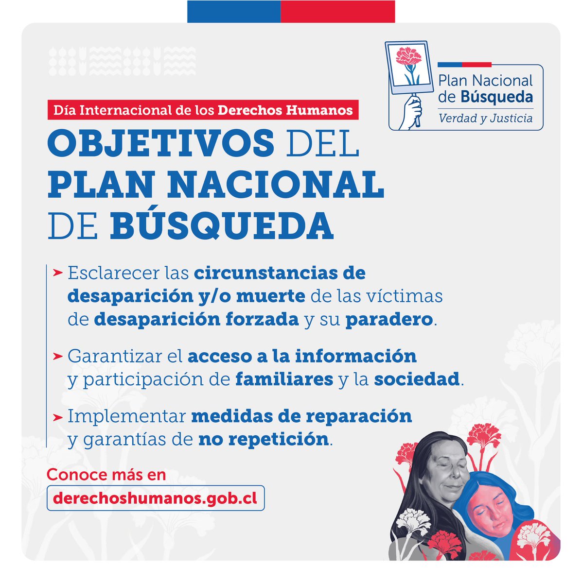 MinDesarrollo's tweet image. En el Día Internacional de los Derechos Humanos recordamos que en el marco de los #50AñosDelGolpe, anunciamos el #PlanNacionalDeBúsqueda para avanzar en reparación y promover el respeto, protección y promoción de los derechos humanos.