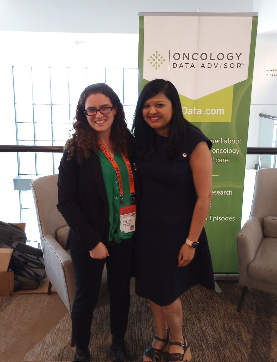 OncData's tweet image. It was wonderful getting to meet #OncData #FellowsForum member @RichaThakurMD in person and chat about her research (being presented in the poster session tonight)! Thanks for stopping by! #ASH23