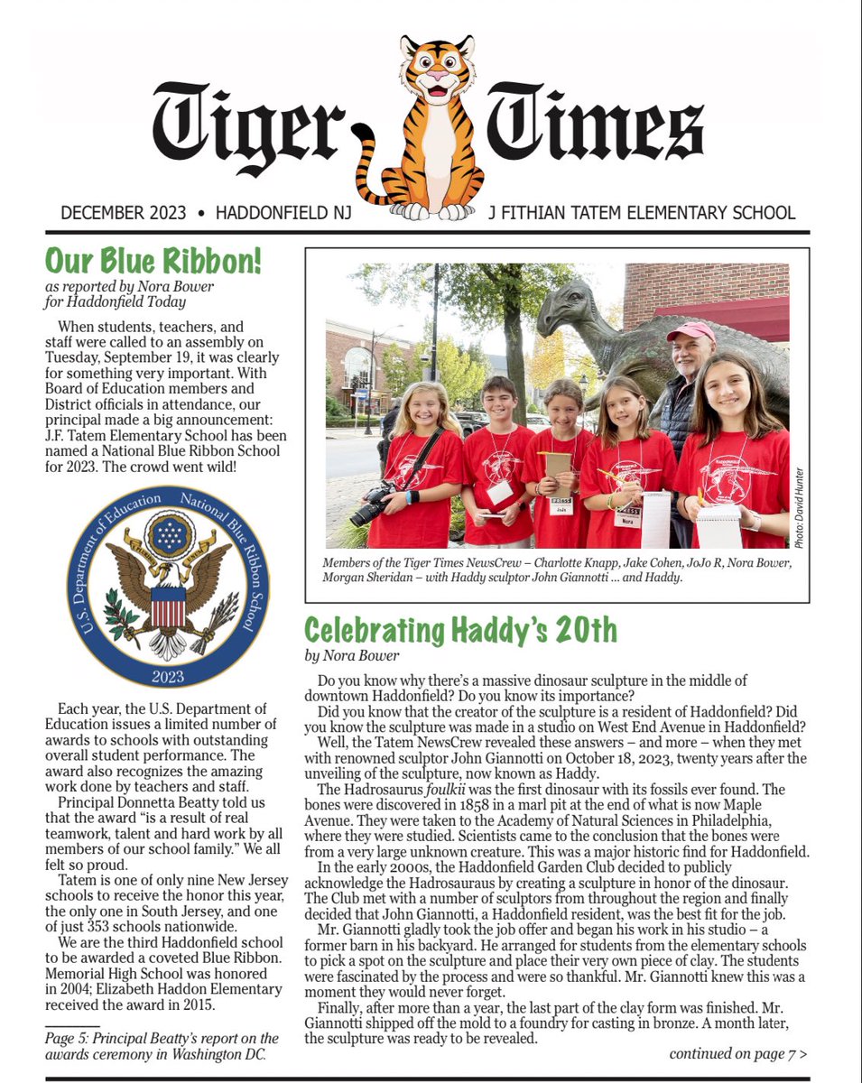 The 1st edition of the “Tiger Times” is out!!!  Check it out in ParentSquare! <a href="/HaddonSchools/">Haddonfield Schools</a>