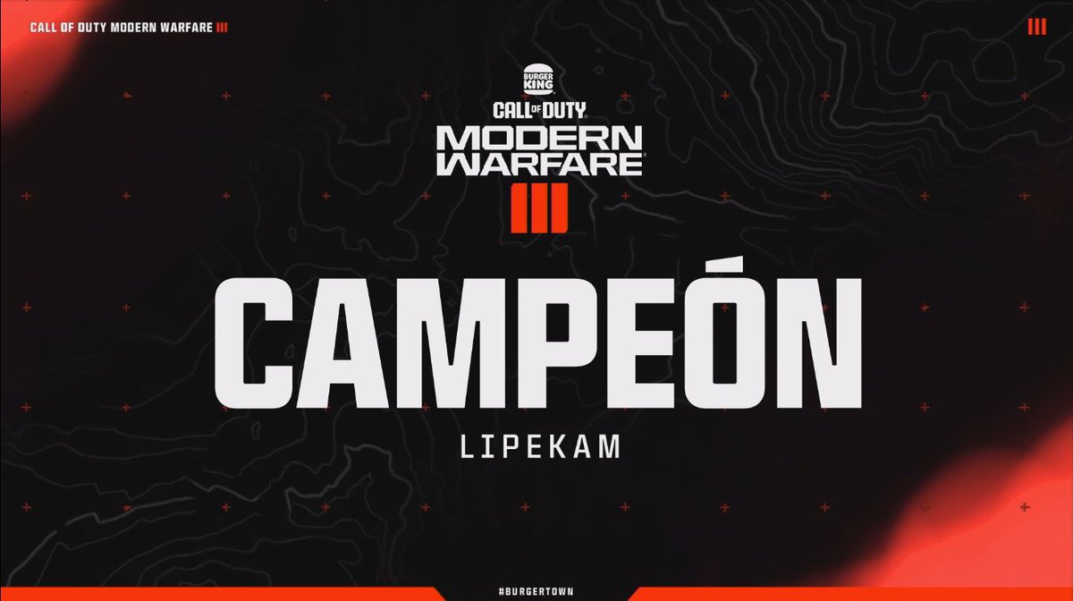 ¡Felicidades a nuestro campeón del COD MWIII Bacon Feast, Lipekam🍔🏆!

Muchas gracias a todos los que participaron en este maravilloso torneo ❤️

#BurgerTown