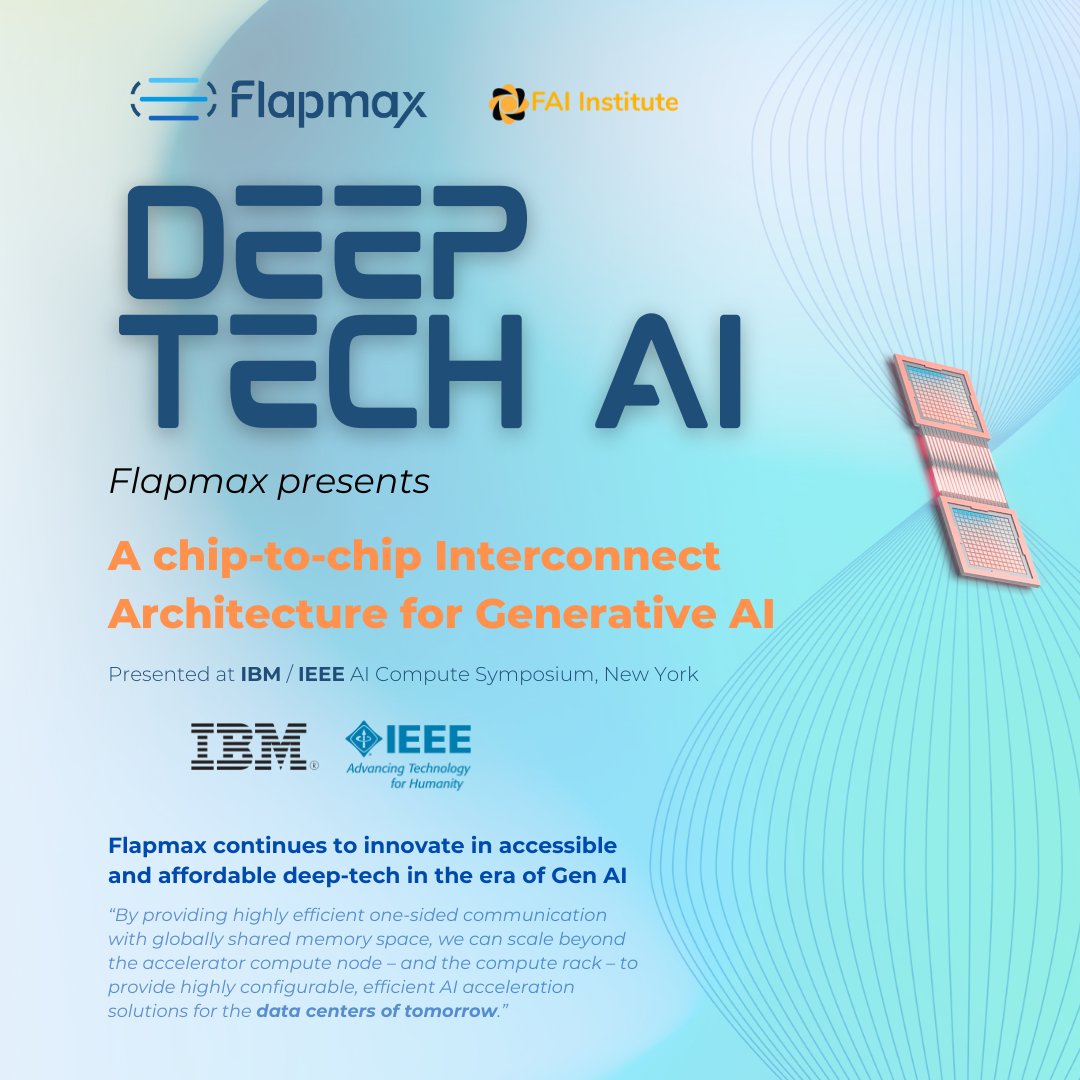 FlapmaxHQ's tweet image. Flapmax is proud to have been selected to present our work on generative AI hardware architectures at IBM / IEEE AI Compute Symposium, New York!
🌟 Key result: Achieved outstanding bandwidth and latency performance benchmarks, surpassing prior benchmarks by an astounding ~10x 🚀…