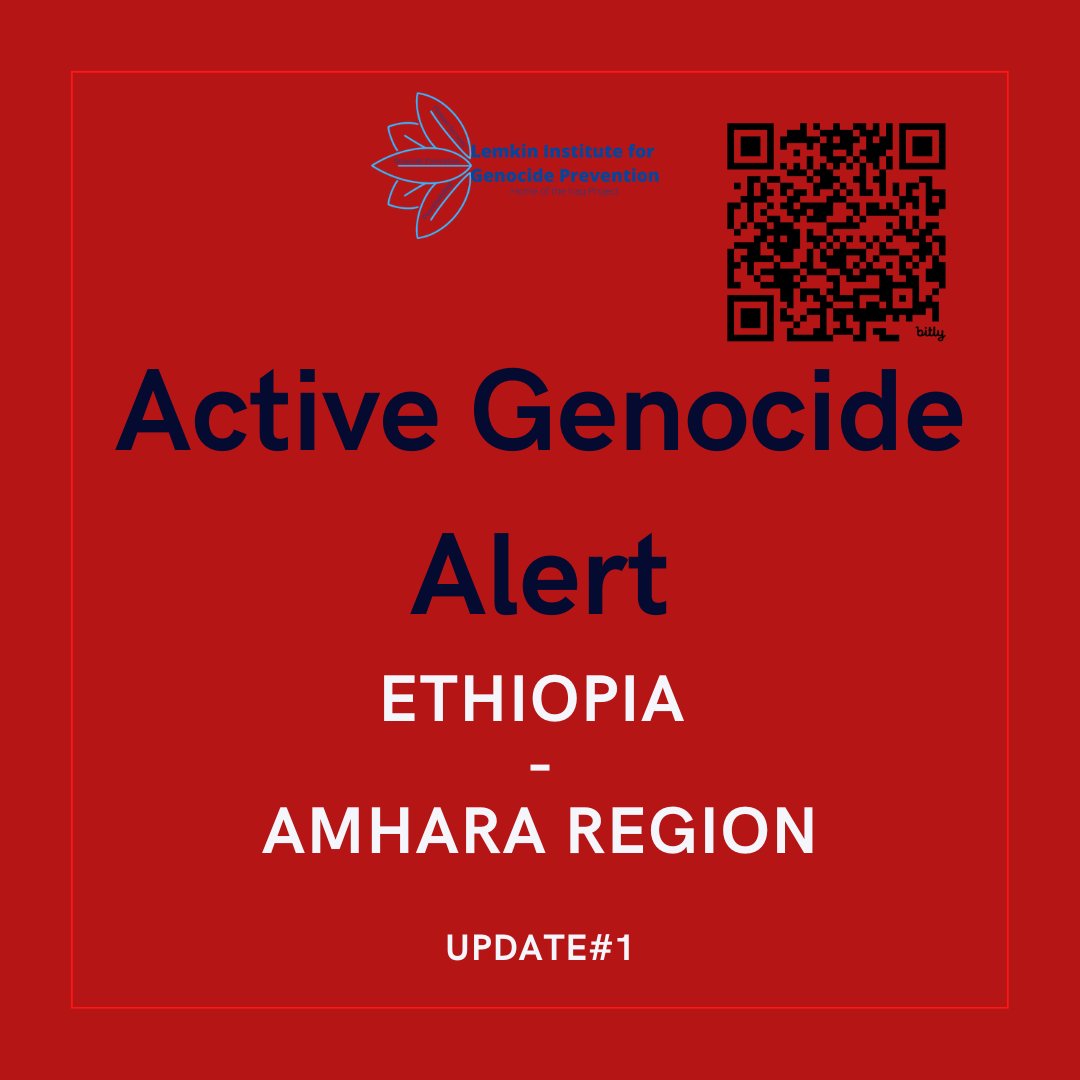 Lemkin Institute for Genocide Prevention (@lemkininstitute) on Twitter photo The <a href="/LemkinInstitute/">Lemkin Institute for Genocide Prevention</a> is issuing an update on its Active Genocide Alert (AGA) for Ethiopiaโs Amhara region, originally issued on 23 September 2023.
This update is prompted by the ongoing killings of ethnic Amharas by the Ethiopian National Defense Force (ENDF), the Oromo The <a href="/LemkinInstitute/">Lemkin Institute for Genocide Prevention</a> is issuing an update on its Active Genocide Alert (AGA) for Ethiopiaโs Amhara region, originally issued on 23 September 2023.
This update is prompted by the ongoing killings of ethnic Amharas by the Ethiopian National Defense Force (ENDF), the Oromo