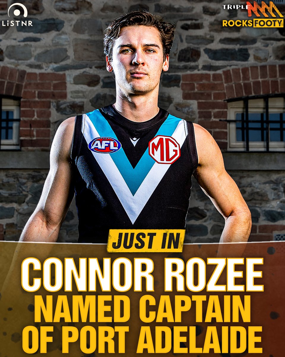 Connor Rozee has been named captain of Port Adelaide - off the back of his monster eight-year contract extension! 🌹🍐 He becomes their 8th AFL skipper, with midfield partner Zak Butters named his sole deputy 🧈