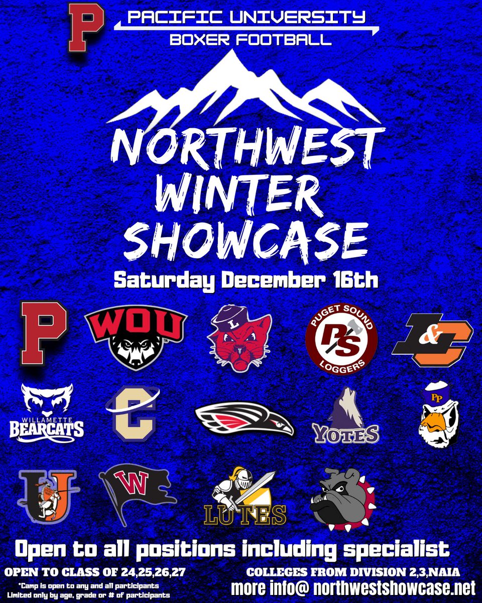❄️❄️New School Added ❄️❄️ Excited to announce the addition of University of Redlands to The Northwest Winter Showcase! 🗓Saturday December 16th 📍Pacific University ⭐️ Indoor/Outdoor Facility 🎓 Open to Class of 24,25,26,27 💻Register today Northwestshowcase.net