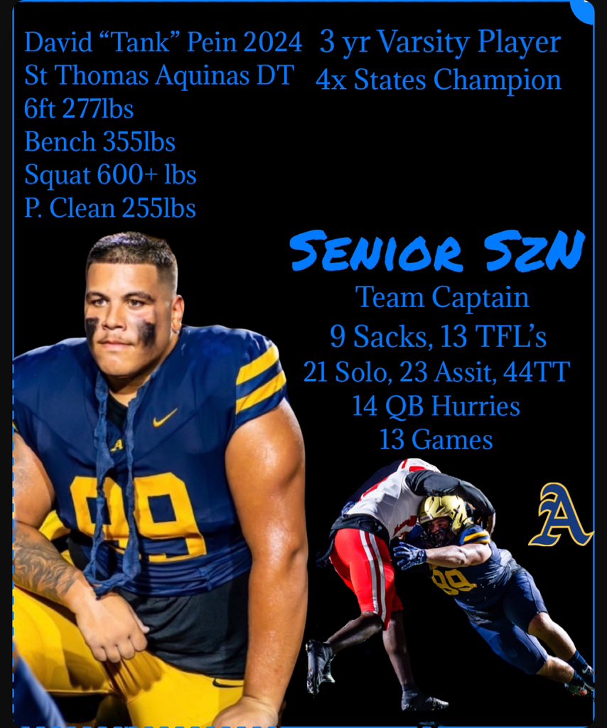 Numbers don’t lie and neither does film. A straight DOG off the chain w/ the gate wide open! I work to be great n I play to make a difference . Violent hands ALL HEART! Contact @CoachHarriott @STA_Football Check out my senior film… Watch here: hudl.com/v/2Miatx