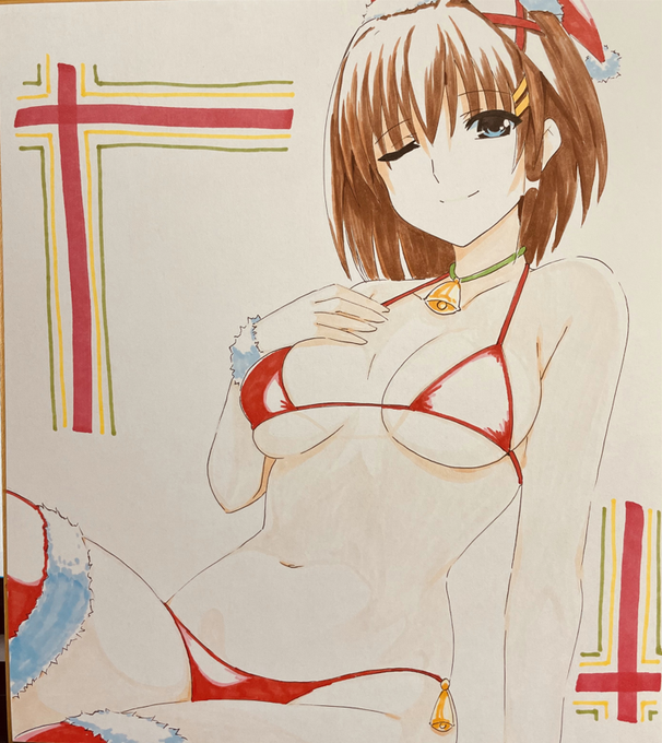 クリスマスビキニ仕様のはやてさん。 余裕の表情^^